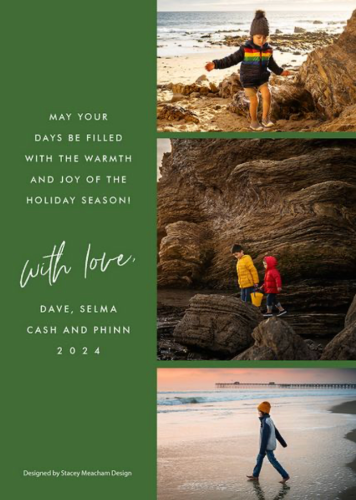 SILVER FOILED GREEN INSCRIBED HOLIDAYS CARD