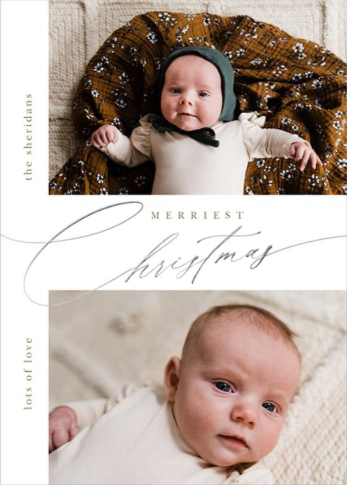 FOILED SILVER GINGHAM SCRIPT CARD