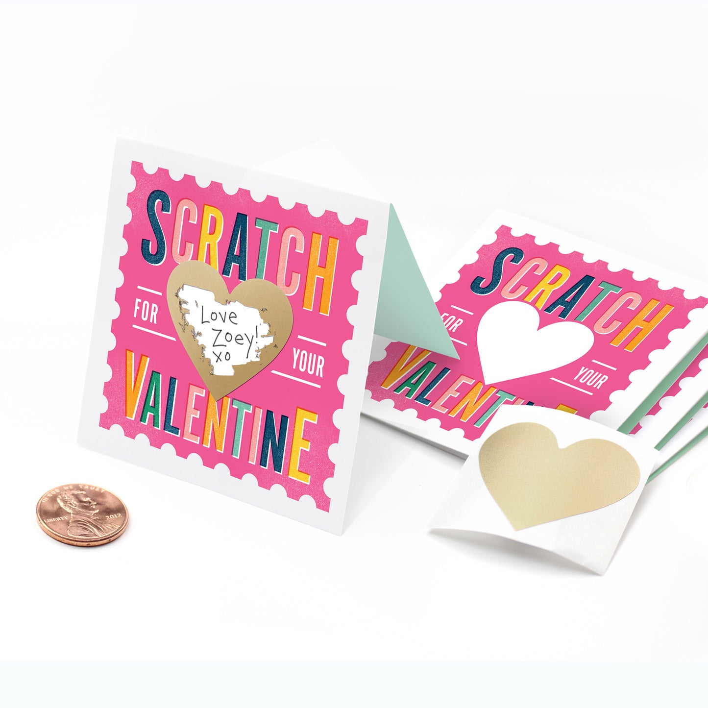 SCRATCH-OFF STAMP VALENTINES - PINK