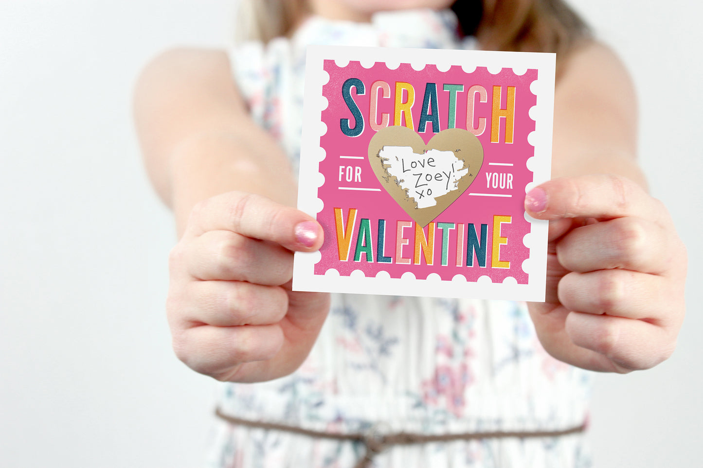 SCRATCH-OFF STAMP VALENTINES - PINK