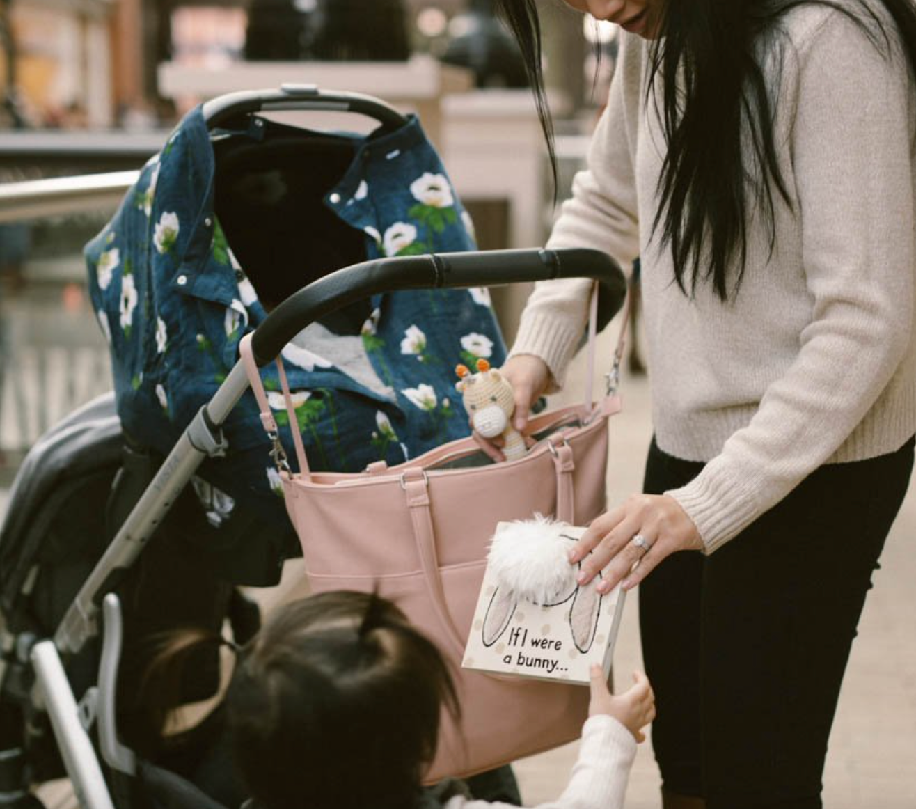 COTTON MUSLIN CAR SEAT CANOPY - WHITE ANEMONE