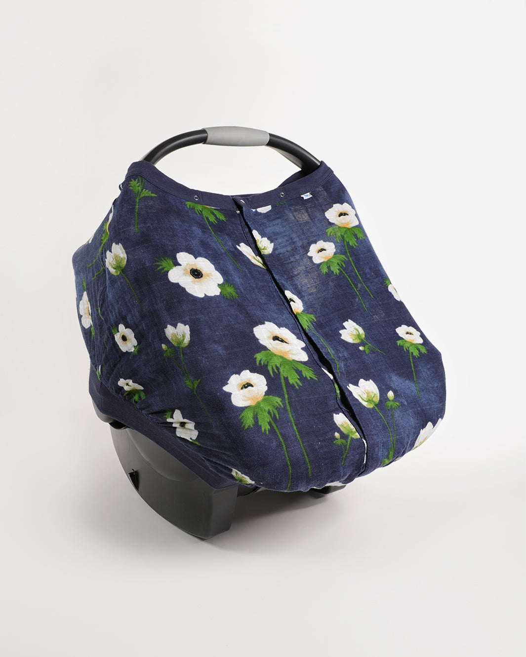 COTTON MUSLIN CAR SEAT CANOPY - WHITE ANEMONE