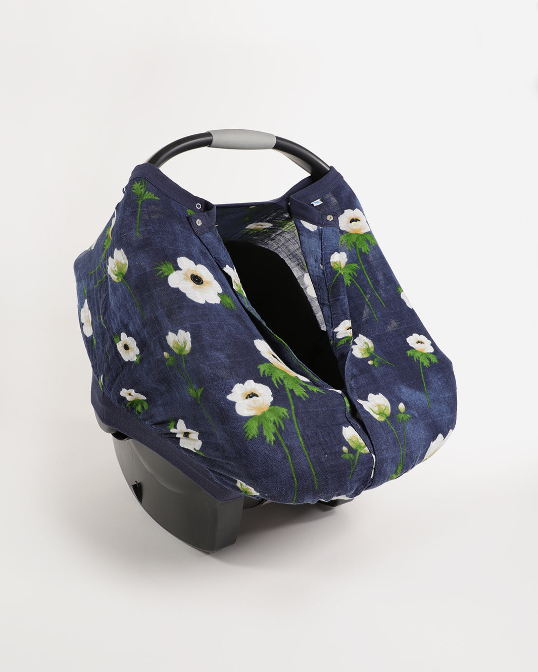 COTTON MUSLIN CAR SEAT CANOPY - WHITE ANEMONE