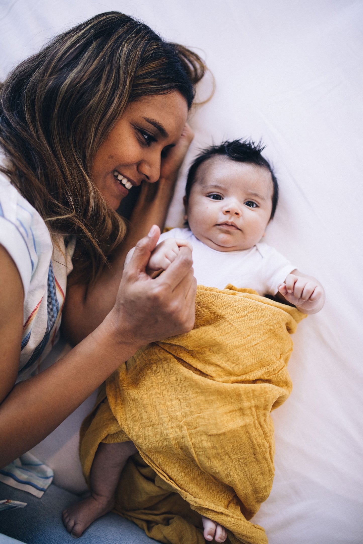 COTTON MUSLIN SWADDLE BLANKET - MUSTARD