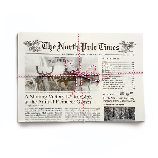 North Pole Times Holiday Gift Wrap + Activity