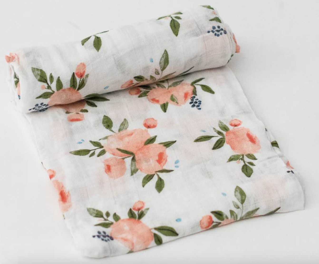 COTTON MUSLIN SWADDLE BLANKET - WATERCOLOR ROSES