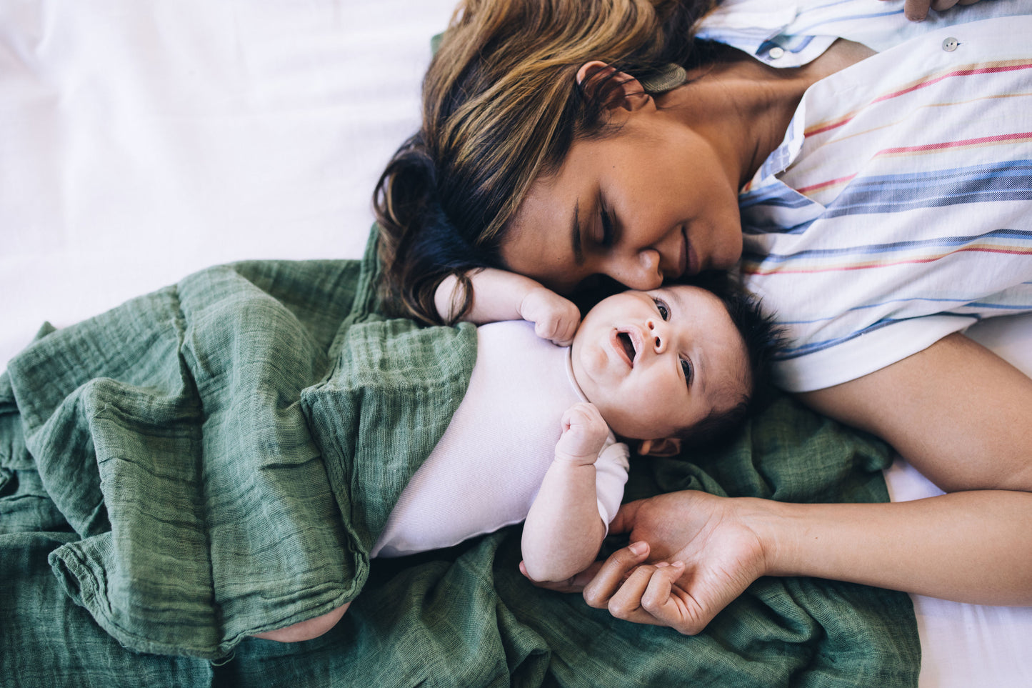 COTTON MUSLIN SWADDLE BLANKET - FERN