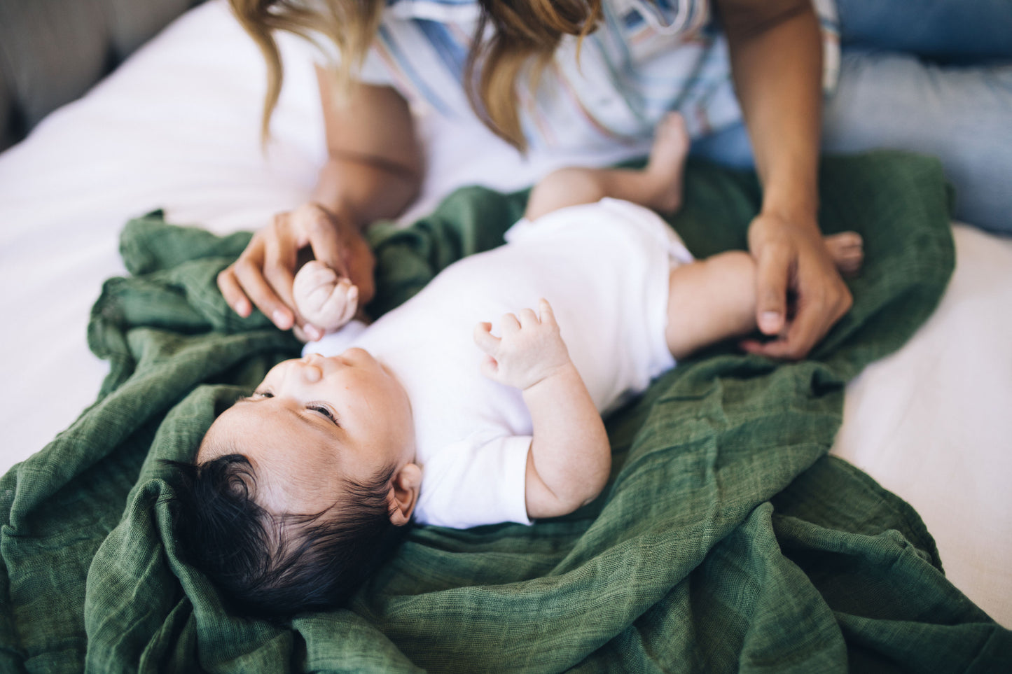 COTTON MUSLIN SWADDLE BLANKET - FERN